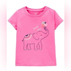 New Carter’s Girls 3T Graphic Top T-shirt Pink Elephant Ice Cream Cotton
